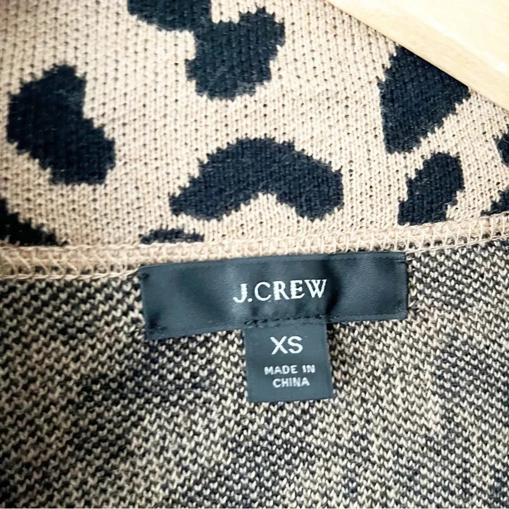 J.Crew Sophie Open-Front Leopard Sweater Blazer Relaxed Fit Wool Blend X-Small - Picture 8 of 9